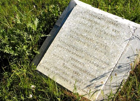 Памятная плита на месте захоронения бригадного генерала Армии Крайовой Казимежа Тумидайского. Источник: Архив Рязанского общества «Мемориал» 